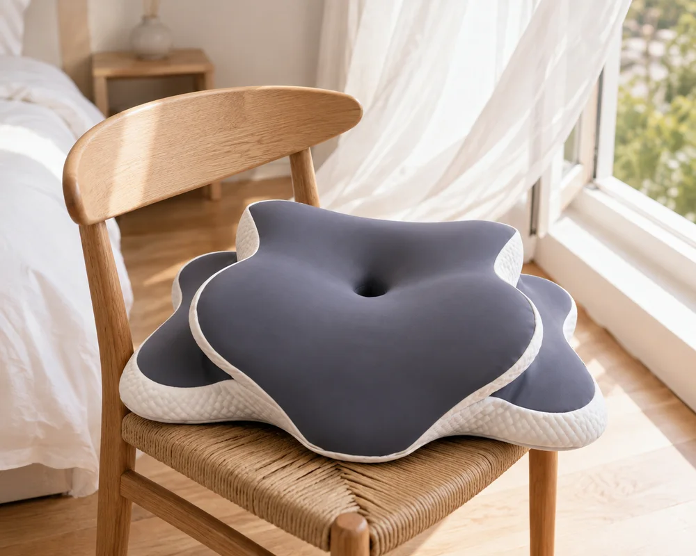 The pillow airing on a wooden chair beside an open window